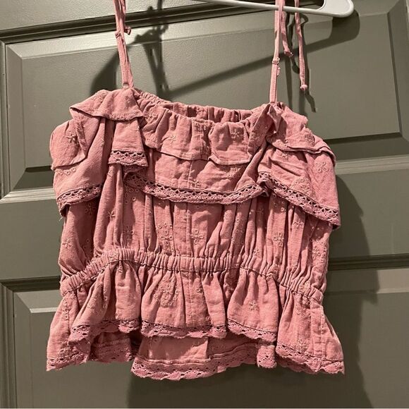 NWOT American Eagle Pink Ruffle Tank Top - Picture 5 of 5